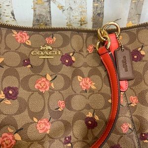 Coach tote bag with vintage rose pattern